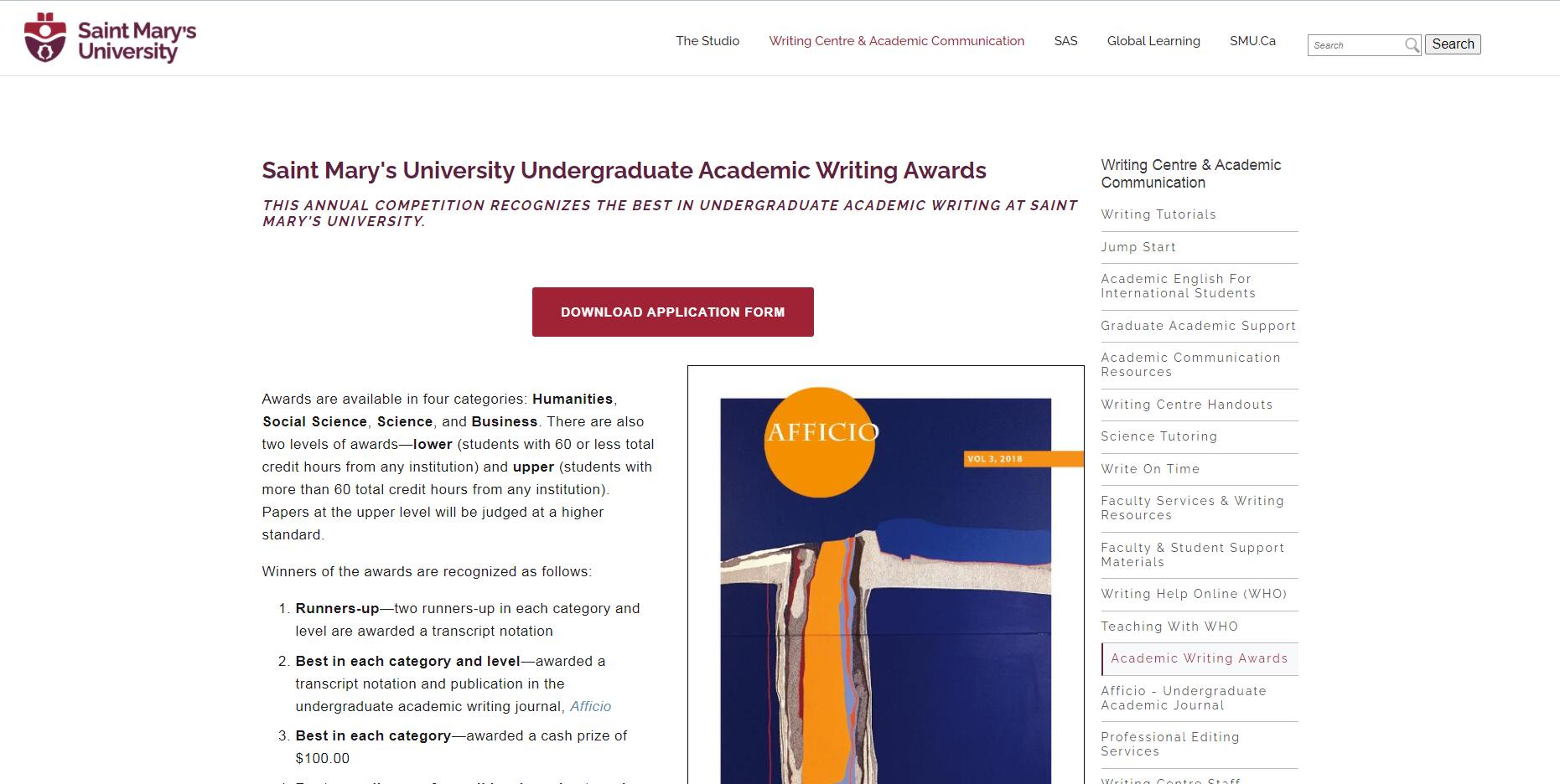SMU Academic Writing Awards